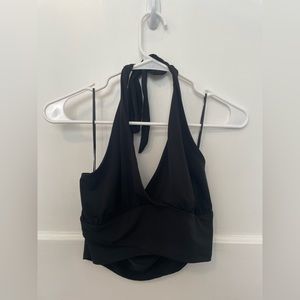 Black halter crop top